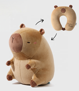 Oreiller Transformable 2-<span class=keywords><strong>en</strong></span>-1 Capybara 2026 avec Remplissage <span class=keywords><strong>Microbilles</strong></span>, Design Animal, Oreiller de Cou <span class=keywords><strong>en</strong></span> U Amusant et Multifonctionnel - Product Image 1