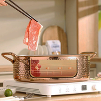 Marmite à soupe de haute qualité couleur cuivre, trois couches, en acier inoxydable martelé, compatible induction et gaz, cocotte, faitout