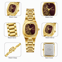Montre à quartz de luxe Scottie Factory avec logo personnalisé 9892, petite montre carrée pour femme en acier inoxydable de 32 mm, design de luxe, inscription artistique arabe