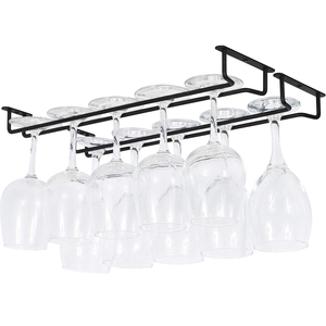 Grandes copas de vino de vidrio de hierro negro Rack debajo del Gabinete de cocina, titular de Bar de almacenamiento estantes - Product Image 1
