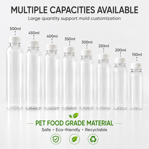 Botellas de Plástico PET Transparentes Redondas de Grado Alimenticio Personalizadas de 150 ml, 200 ml, 250 ml, 300 ml, 350 ml, 400 ml, 450 ml, 500 ml para Bebidas - Product Image 3