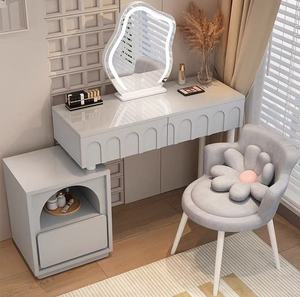 Modern <strong>Dressing</strong> <strong>Table</strong> Smart <strong>LED</strong> Lighted Makeup Vanity <strong>Mirror</strong> with Ins Grey Pine Storage Chest-MDF Panel Bedroom Wall Mount - Product Image 1