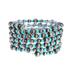 Newest Navajo Pearl Spiral Wrap Beaded Western Bracelet Boho Multi layer Bracelet for Gift