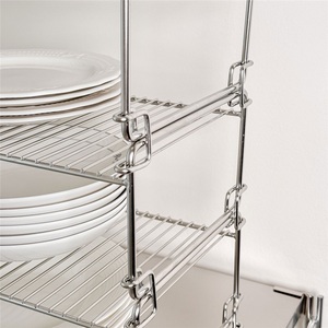 304 Stainless Steel Double-Tier Standing Towel <b>Storage</b> <b>Rack</b> for Home <b>Kitchen</b> Waterproof Modern Design - Product Image 2