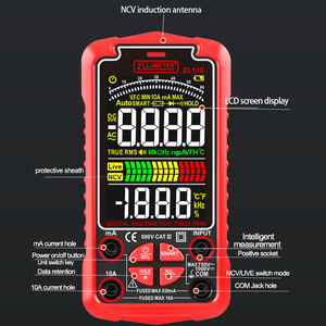 ZL118 Şarj Edilebilir Multimetre Test Cihazı 6000 Sayım LCD Ekranlı AC/DC Ampermetre Voltmetre Akım Direnç Diyot Testi Otomatik - Product Image 6