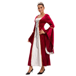 Vestido Medieval Yi Xiaoyi para Mujer, Vestido Largo de Terciopelo Rojo, Disfraz de Reina de la Corte, para Representaciones Escénicas, Talla Adulta S-5XL - Product Image 2