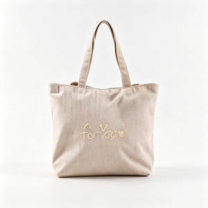 Customized Canvas tote bag, Beige canvas tote bag, Embroidered canvas tote bag, <b>Large</b> capacity tote bag for women - Product Image 1