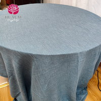 S028132''R 120'' Style Européen et Américain 100% Polyester Tissu Lin Tissé Personnalisable Nappes Rectangulaires Bleues pour Mariage