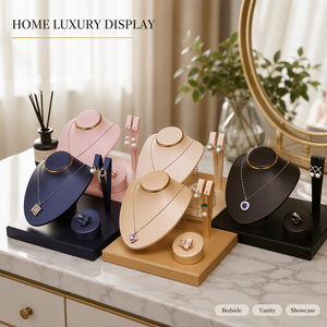 WEIMEI Présentoirs à bijoux en cuir PU 5 couleurs pour colliers, bagues et boucles d'oreilles, avec finition dorée, pour boutiques et magasins de cadeaux - Product Image 6