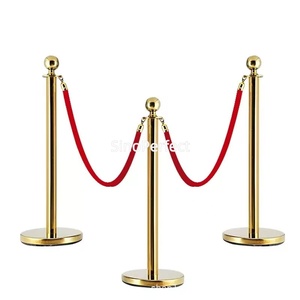 Poteau de guidage en acier inoxydable argenté avec corde en velours rouge, barrière de contrôle de foule pour mariages et événements, décoration de tapis rouge, poteau de file d'attente - Product Image 4