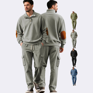 Ensemble de survêtement personnalisable avec logo pour homme, automne/hiver, tricoté 100% coton, pantalon de travail à capuche et sweat-shirt, impression numérique - Product Image 3