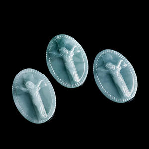 Pendentif en Jadeite Naturelle Bleu Eau de Jais, Bijou UNISEXE, Design Original Sculpté, Religion FG08 - Product Image 3