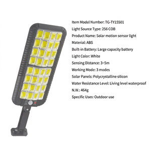Luz Solar con Sensor de Movimiento, ABS, 256COB LED, Exterior, Impermeable, Montaje en Pared, Control Remoto, 3 Modos - Product Image 1