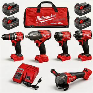 Juego de Herramientas Industriales Inalámbricas <span class=keywords><strong>Milwaukee</strong></span> 18V <span class=keywords><strong>M18</strong></span>, Llave de Impacto, 11 Piezas, Atornillador Rojo sin Escobillas, Juego de Herramientas Eléctricas 10 en 1 - Product Image 1