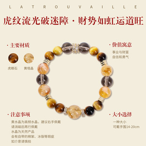 Yellow Crystal <b>Bracelet</b> For Women Citrine <b>Tiger</b> <b>Eye</b> Beads Everyday Wear Jewelry - Product Image 5