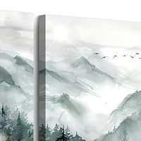 Lot de 3 tableaux muraux en bois avec motifs paysages de montagne et forêt, style Art Déco, prêts à accrocher, pour la décoration intérieure