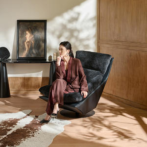 Fauteuil simple moderne de designer, inclinable et pivotant, pour salon, chaise de loisirs, structure confortable, siège pour la maison - Product Image 1