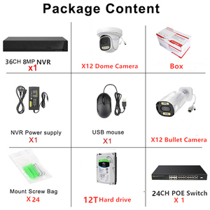 High Quality 24Channels 4K 8MP POE IP66 NVR <strong>Security</strong> CCTV Camera <strong>System</strong> 12TB HDD APP Remote Access Audio Recording - Product Image 5