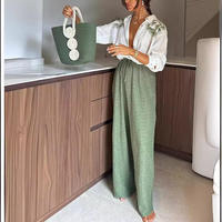 Boutique Collection Automne 2025-Ensemble 2 Pièces Décontracté pour Femme Nouvelle Chemise Imprimée à Manches Longues et Simple Boutonnage XL Loose Daily Wear
