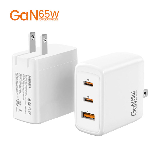 Custom PD 65W GaN Fast Wall Charger 3-in-1 USB-C with OTP Protection Foldable & Eco-Friendly Design for Mobile Phones