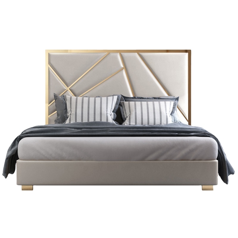 Новый дизайн, современная простая стальная кровать для спальни