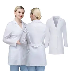 Venta al por mayor profesional de manga larga Hospital Ropa de trabajo médico Uniforme de médico Bata de laboratorio blanca para adultos Unisex Scrub Batas de laboratorio