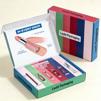 Boîte de maquillage en papier kraft enduit personnalisé de luxe, boîte de kit de maquillage de haute qualité, kit de sourcils personnalisé UV et emballage combiné pour rouge à lèvres
