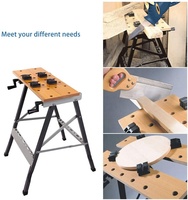 Établi de travail polyvalent pliable, outils de stockage compacts et pliables, règle à grille imprimée, établi