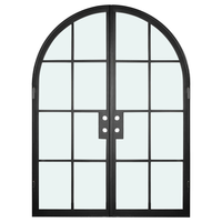 Portes françaises en acier et verre Anhui Hotian pour l'extérieur et l'intérieur, noires, insonorisées, double porte pour maison