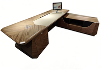 Ensemble de chaise de bureau de direction moderne haut de gamme |   Meubles de bureau de luxe en acier inoxydable durable avec panneaux en bois, directement de l'usine