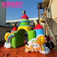 Entrada Mágica para Eventos Infantiles, Arco de Castillo Inflable Personalizado con Diseño de Arcoíris, Túnel Inflable de Castillo