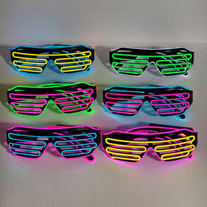 Offre Spéciale Glow Shutter Neon Rave Lunettes clignotantes El Wire LED Lunettes <span class=keywords><strong>de</strong></span> <span class=keywords><strong>soleil</strong></span> Light Up DJ Costumes Pour Halloween Party - Product Image 1