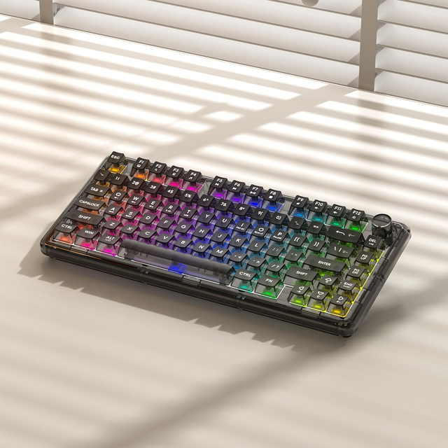 Custom Gasket 75% Transparent Mechanical Keyboard Rgb Backlit Hotswap Gaming Keyboard with Gasket Structure