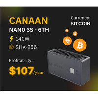 Canaan Avalon Nano 3S Miner 6TH/s 140W Negro con fuente de alimentación original, máquina de minería doméstica silenciosa de metal, garantía de 1 año