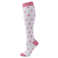 Chaussettes de compression roses à nœuds, hautes jusqu'au genou, pour femmes, idéales pour la course, les infirmières et l'équitation