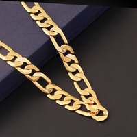 Chaîne en or plaqué 10 mm 14 carats 18 carats pour homme, chaîne en câble, chaîne figaro