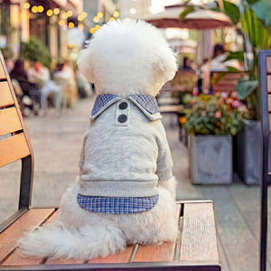 Sudadera de Estilo Preppy con Cuello a Cuadros Azul de Dos Piezas, Cómoda, para Perros Pequeños, Cachorros y Gatos, de Primavera y Otoño, de PETCIRCLE - Product Image 1