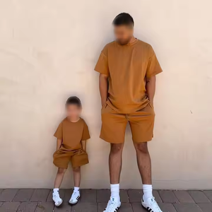 Abiti estivi Casual in cotone per la famiglia mamma papà t-shirt a tracolla corta in due pezzi più abiti personalizzati abbinati - Product Image 2