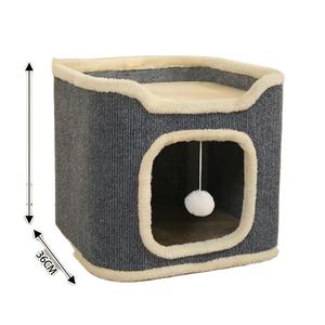 दो मंजिलों के बड़े क्षेत्र के साथ xl बिल्ली के पेड़ खरोंच और चढ़ाई के लिए स्थायी लकड़ी - Product Image 2