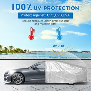 Housse de voiture en film <span class=keywords><strong>d</strong></span>'aluminium à 4 couches, universelle, SUV, imperméable, anti-poussière, protection solaire UV, housse de pluie complète pour toutes les saisons - Product Image 2