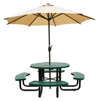 Table de pique-nique ronde en métal déployé commerciale d'extérieur avec banc meubles de jardin table à manger en acier table basse de patio extérieur