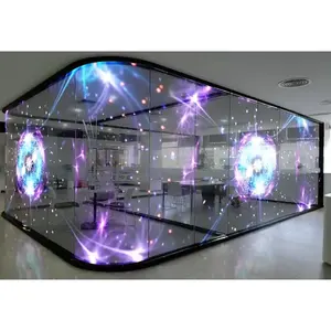 Exposição conduzida transparente holográfica interna alta da tela 3d do painel do P3.91-P7.82 muxwave da transparência para anunciar