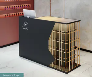 Avrupa cafe otel altın modern OEM fatura sayaçları tasarım berber salonu resepsiyon bankosu