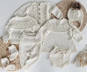 Automne hiver nouveau-né infantile enfants unisexe bébé vêtements 100% coton pull Cardigan tricoté body chapeau chaussons décontracté 3 pièces - Product Image 3