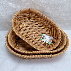Woven Plastic Storage <b>Basket</b> Rectangle Handmade For Fruit Snacks Candy Desserts Household Use - Product Image 2