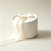 Boîte d'emballage cylindrique minimaliste en papier artisanal de qualité supérieure, couleur crème |   Cadeau personnalisable avec laminage brillant UV