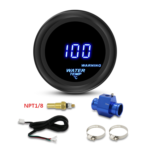 MrGauge Universal Electronic  2" 52mm Digital Water Temperature Gauge Blue Led Car Temp Meter With Sensor NPT1/8 for Car