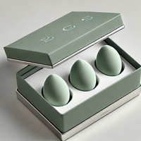 Boîte de beauté personnalisée en éponge d'oeuf de maquillage biodégradable de luxe Ensemble de mélangeur d'oeufs en papier de manipulation en relief emballage