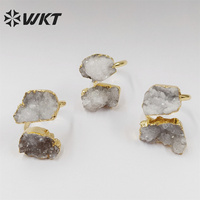 WKT – bague en quartz Druzy blanc naturel plaqué or 18k pour femme, nouveau matériau, mode tendance, énergie, géode, Agate, pierre, WT-R461