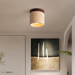 Natural Travertine Wabi Sabi Ceiling <b>Light</b> Retro Cream Stone <b>Fixture</b> For <b>Hallway</b> Entrance Balcony - Product Image 3